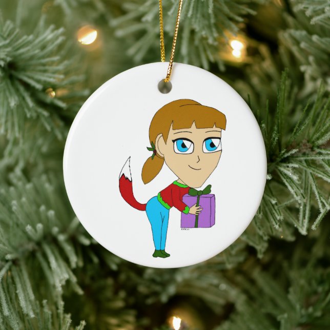 Adorno De Cerámica chibi foxy girl    (Árbol)