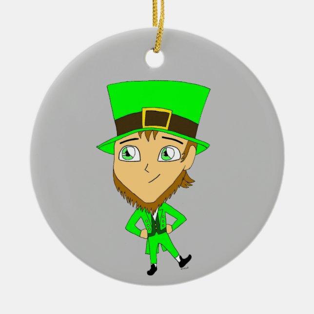 Adorno De Cerámica chibi leprechaun (Frente)