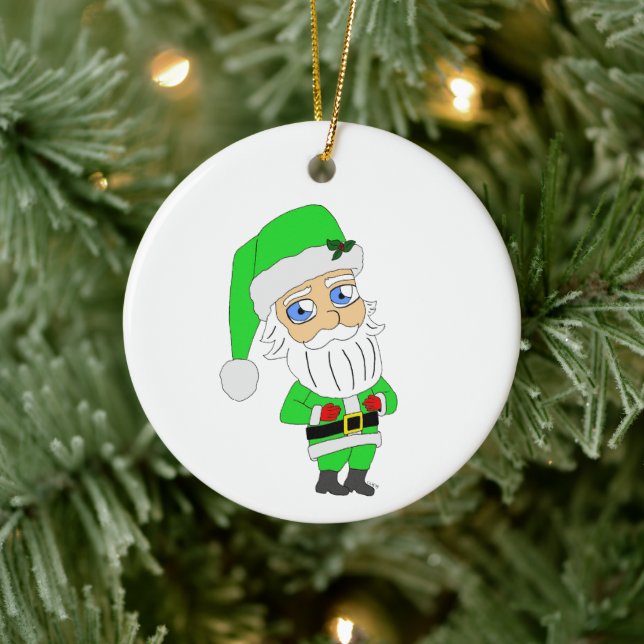 Adorno De Cerámica Chibi Santa green suit (Árbol)