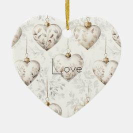 Adorno De Cerámica Chic Cream Grey Hearts Ornaments  