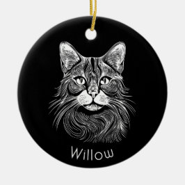 Adorno De Cerámica Chic personalizado Dibujado a mano negro y blanco