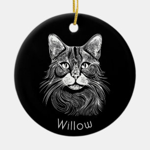 Adorno De Cerámica Chic personalizado Dibujado a mano negro y blanco 