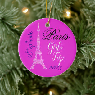 Adorno De Cerámica Chic Rosa París Torre Eiffel Viaje de Chicas