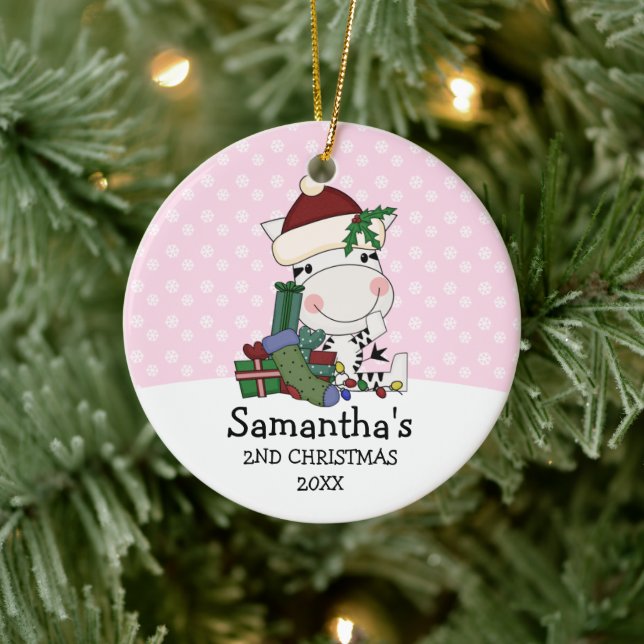 Adorno De Cerámica Chica 2 Navidades Santa Zebra Personalizada (Árbol)