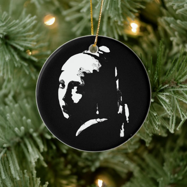 Adorno De Cerámica Chica abstracto con un Pearl Earring (Árbol)