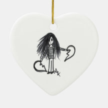 Chica Adorno, Corazón Medio Roto Negro y Blanco