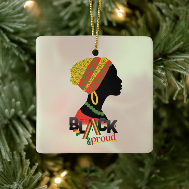 Adorno De Cerámica Chica afroamericano negro y orgulloso (Árbol)