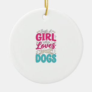 Adorno De Cerámica Chica Ama Perros Tipografía de Grabado Vintage Dis