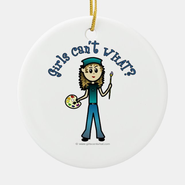 Adorno De Cerámica Chica Artista Ligero (Frente)