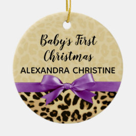 Adorno De Cerámica Chica Babys primer leopardo de Navidad Imprimir pú