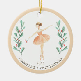 Adorno De Cerámica Chica Ballerina/Nutcracker Primer Navidad