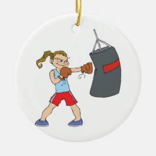 Adorno De Cerámica chica boxeadora saco de boxeo