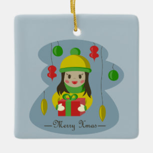 Adorno De Cerámica Chica con caja de regalo para Navidades