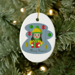 Adorno De Cerámica Chica con caja de regalo para Navidades