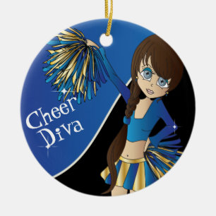 Adorno De Cerámica Chica de animadora 📣 💖 Diva Blue