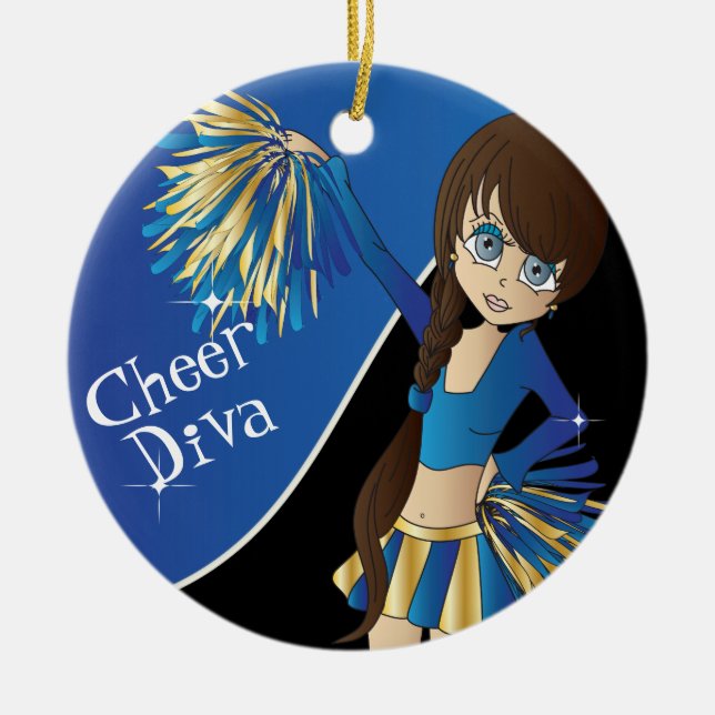 Adorno De Cerámica Chica de animadora 📣 💖 Diva Blue (Frente)