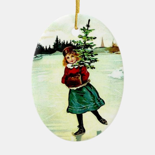 Adorno De Cerámica Chica de árbol de Navidad victoriano (Frente)