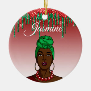 Adorno De Cerámica Chica de Arte Pop Personalizado Afroamericana
