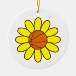 Adorno De Cerámica Chica de baloncesto amarillo