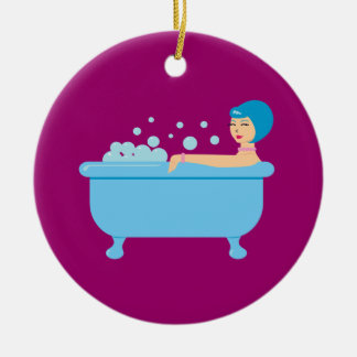 Adorno De Cerámica Chica de baño de burbujas retro