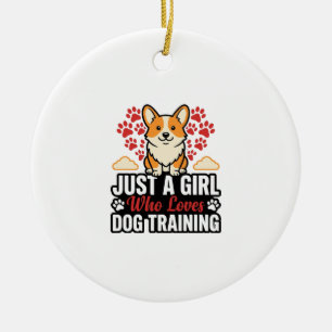 Adorno De Cerámica Chica de Entrenamiento de Perros Corgi Camiseta Di