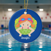 Chica de equipo de Swim Redhead Personalizado Cute