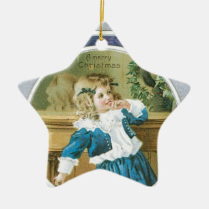 Adorno De Cerámica chica de "Feliz Navidad" en azul