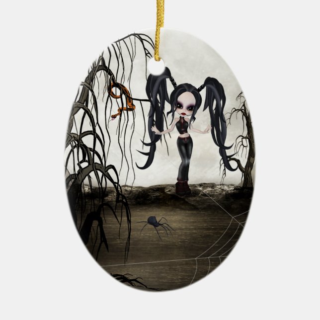 Adorno De Cerámica Chica de Gótico de Sepia (Frente)