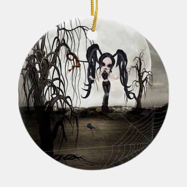 Adorno De Cerámica Chica de Gótico de Sepia (Frente)