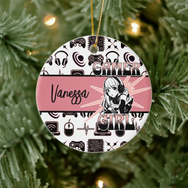 Adorno De Cerámica Chica de jugador personalizado | Juegos (Árbol)