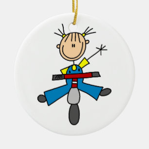 Adorno De Cerámica Chica de la figura del palo conduciendo un Scooter