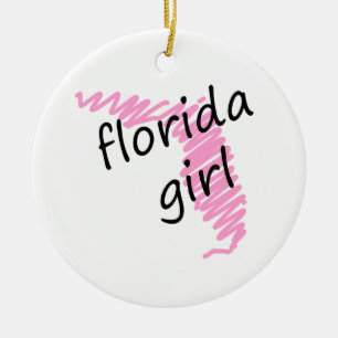 Adorno De Cerámica Chica de la Florida con el mapa garabateado de la