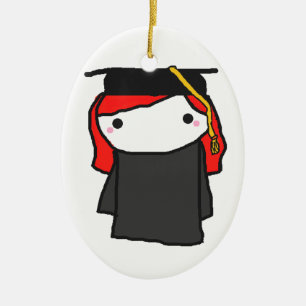 Adorno De Cerámica Chica de la graduación del dibujo animado