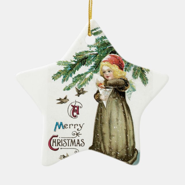 Adorno De Cerámica "Chica de las Felices Navidad" (Frente)