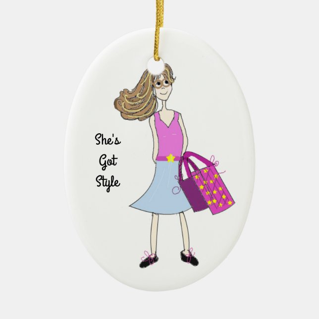 Adorno De Cerámica Chica de moda elegante (Frente)
