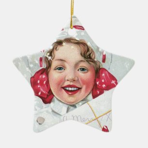 Adorno De Cerámica Chica de navidades con paquete - estrella
