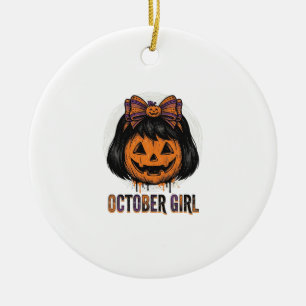 Adorno De Cerámica Chica de Octubre Calabaza Arco Diseño Vectorial Ha