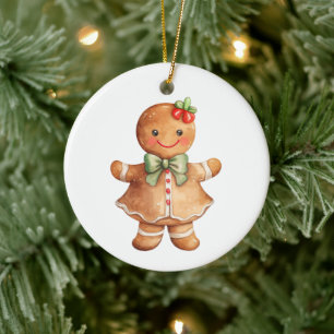 Adorno De Cerámica Chica de pan de jengibre Navidad