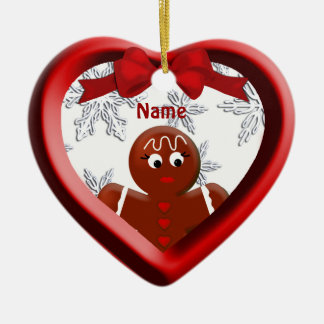 Adorno De Cerámica Chica de pan jengibre Corazón Copo de nieve Orname