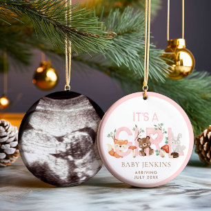 Adorno De Cerámica Chica de Woodland Navidades de Invitación para beb