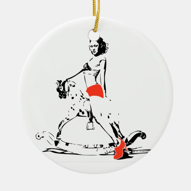 ADORNO DE CERÁMICA ¡CHICA DEL CABALLO MECEDORA! (Frente)