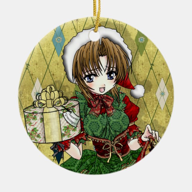 Adorno De Cerámica Chica del regalo del animado (Frente)