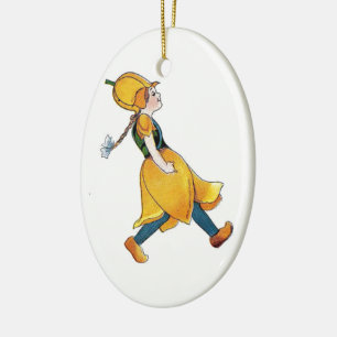 Adorno De Cerámica Chica divertida de flor de tulipano amarillo