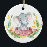 Adorno De Cerámica Chica Elephant Baby Shower Pink<br><div class="desc">Chica Elephant Baby Shower Ornamento de cerámica rosa</div>