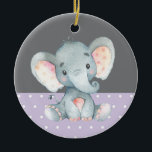 Adorno De Cerámica Chica Elephant Baby Shower Purple<br><div class="desc">Chica Elephant Baby Shower Ornamento cerámico púrpura</div>