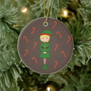 Adorno De Cerámica Chica Elfo illusima Navidad Marrón Especial