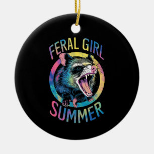 Adorno De Cerámica Chica Feral Verano Oposum Tie Dye Mapache