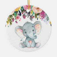 Chica floral Elefante Baby Shower rosa y gris