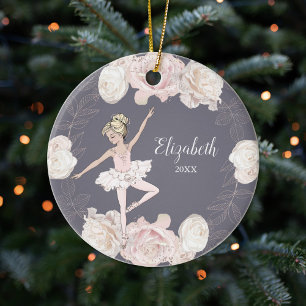 Adorno De Cerámica Chica Floral Rosa Ballerina Blonde Personalizada