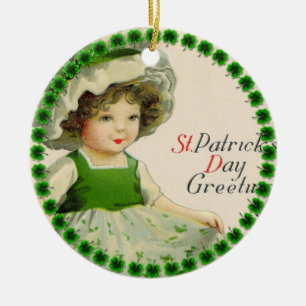 Adorno De Cerámica Chica irlandés del día de St Patrick pequeño